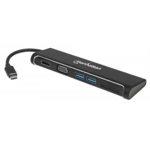 Convertidor Docking USB-C Superspeed 4-en-1 a HDMI/VGA