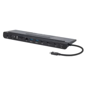 Estación de acoplamiento USB-C 11 en 1 para tres monitores con MST