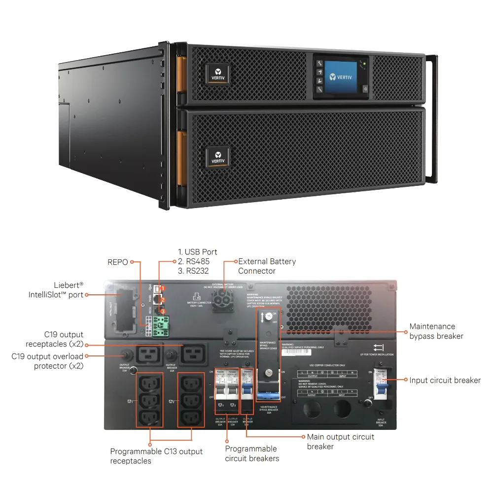 Liebert GXT5 Online UPS 6000VA/6000W 230V, Rackmount/Tower, with communication card