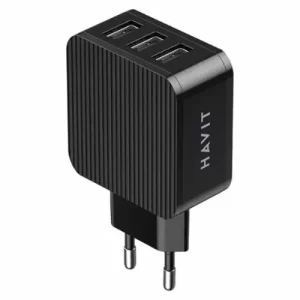 CARGADOR DE VIAJE 3PUERTOS USB NEGRO