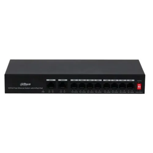 SWITCH POE FAST ETHERNET 10 PUERTOS, 8 PUERTO POE, 65W