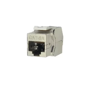 Cat6A FTP keystone jacks, 180°, color plateado