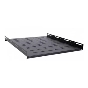 Bandeja fija de 4 apoyos para gabinetes de 1000mm de profundidad, 1RU, profundidad utilizable 70cm., color negro  (no incluye tornillos)
