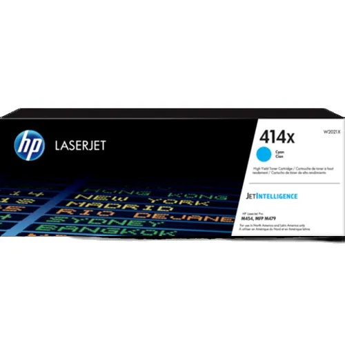 TONER HP 414X Cyan XL P/Color LaserJet Pro M454 series; HP Color LaserJet Pro MFP M479 series
6.000 páginas aproximadamente