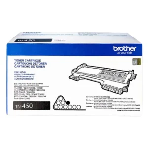 TN450 Tóner Negro de estándar rendimiento de 2,600 páginas aproximadamente conforme a ISO/IEC 19752.