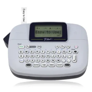 Rotulador práctico y ligero PTM95 9 estilos de letra, 10 bordes y más de 200 símbolos Pantalla de 12 caracteres fácil de leer Imprime 1 o 2 líneas de texto en etiquetas de hasta 12 mm de ancho.