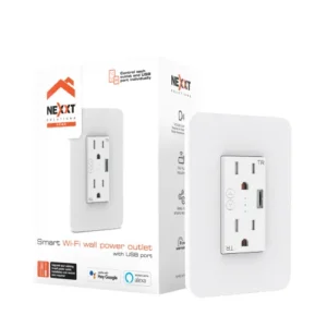 Tomacorriente de pared inteligente con puerto USB y conexión Wi-Fi