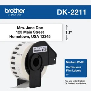 Rollo Brother DK-2211 | Blanco Film / Negro | 29mm x 15.2m | Continua