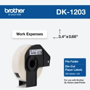 DK1203 Etiquetas de papel para carpetas de 0,66" x 3,4" (17 mm x 87,1 mm). Trae 300 etiquetas